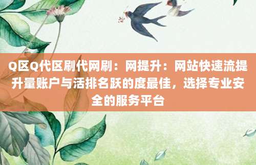 Q区Q代区刷代网刷：网提升：网站快速流提升量账户与活排名跃的度最佳，选择专业安全的服务平台