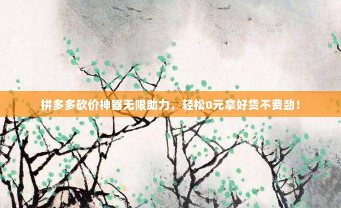 拼多多砍价神器无限助力，轻松0元拿好货不费劲！