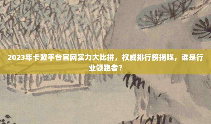 2023年卡盟平台官网实力大比拼，权威排行榜揭晓，谁是行业领跑者？