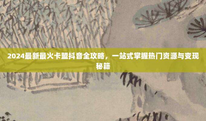 2024最新最火卡盟抖音全攻略，一站式掌握热门资源与变现秘籍