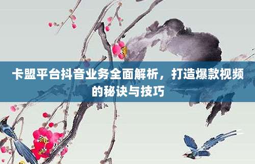 卡盟平台抖音业务全面解析，打造爆款视频的秘诀与技巧