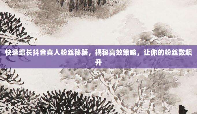 快速增长抖音真人粉丝秘籍,揭秘高效策略,让你的粉丝数飙升