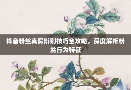 抖音粉丝真假辨别技巧全攻略,深度解析粉丝行为特征