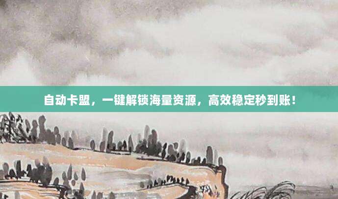 自动卡盟,一键解锁海量资源,高效稳定秒到账!