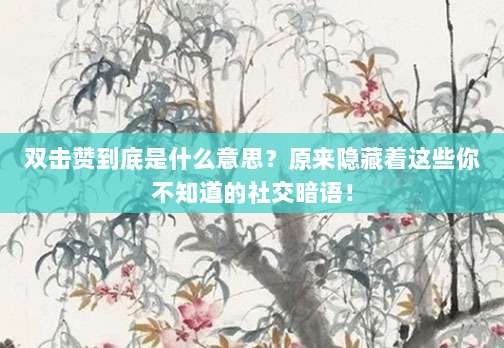 双击赞到底是什么意思?原来隐藏着这些你不知道的社交暗语!