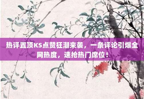 热评置顶KS点赞狂潮来袭，一条评论引爆全网热度，速抢热门席位！