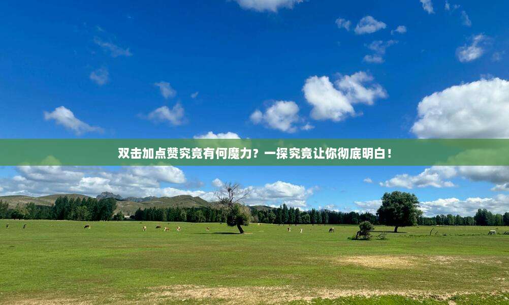 双击加点赞究竟有何魔力？一探究竟让你彻底明白！