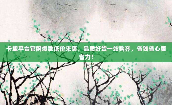 卡盟平台官网爆款低价来袭,品质好货一站购齐,省钱省心更省力!