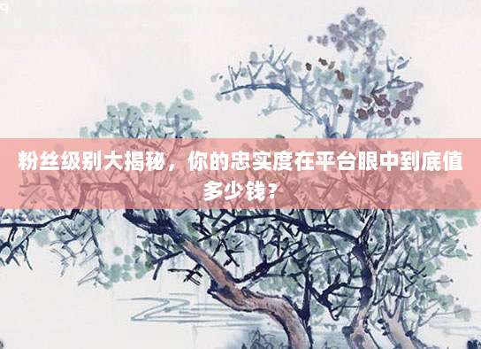 粉丝级别大揭秘,你的忠实度在平台眼中到底值多少钱?