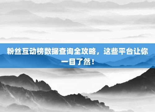 粉丝互动榜数据查询全攻略，这些平台让你一目了然！