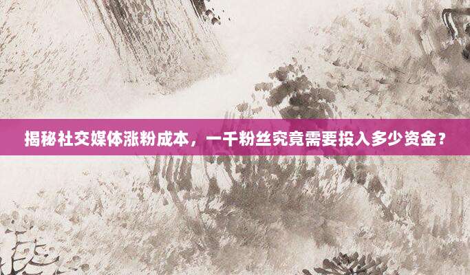 揭秘社交媒体涨粉成本,一千粉丝究竟需要投入多少资金?