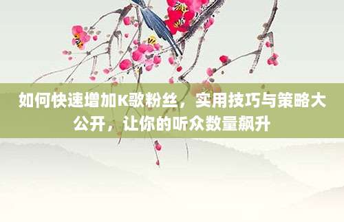 如何快速增加K歌粉丝,实用技巧与策略大公开,让你的听众数量飙升