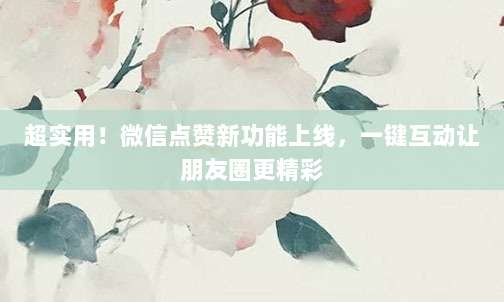 超实用!微信点赞新功能上线,一键互动让朋友圈更精彩