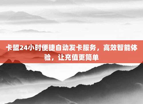 卡盟24小时便捷自动发卡服务，高效智能体验，让充值更简单