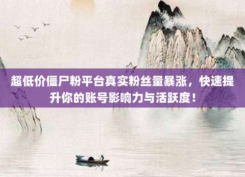超低价僵尸粉平台真实粉丝量暴涨，快速提升你的账号影响力与活跃度！